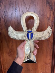 24k Gold Plated Brass Ankh: Egyptian Key of Life with Scarab - Image 7