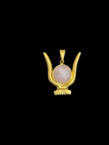 Goddess Hathor Amulet: 18k Gold Plated Quartz Pendant - Image 7