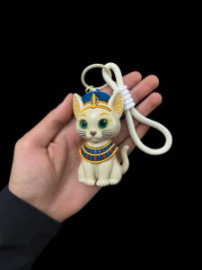 Ancient Egyptian Goddess Bastet bag charm, pharaonic cat key chain cover. - Image 7