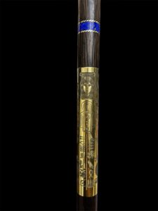 Lotus Flower Was Sceptre: Ebony, Brass, Gold, Gemstone Osiris Staff - Image 7