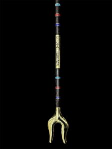 Lotus Flower Was Sceptre: Ebony, Brass, Gold Osiris Staff - Image 7