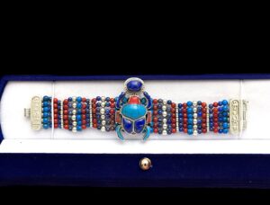 Handmade Silver Scarab Bracelet: Egyptian Gemstone Jewelry - Image 7