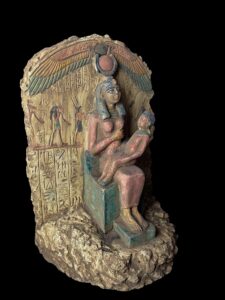 Vintage Goddess Isis statue, unique Isis goddess Statue. Goddess Isis breastfeeding God Horus Museum statue - Image 7