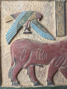 Goddess Hathor relief with Vulture Nekhbet Gooddess . - Image 7