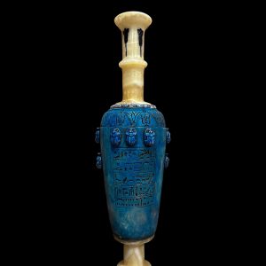 Vintage Alabaster Amphora: Egyptian Goddess Sekhmet & God Bes - Image 7