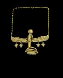 Goddess Sekhmet Pectoral Necklace: 24k Gold Plated Lotus Amulet - Image 7