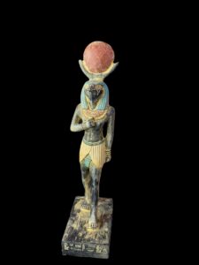 Rare Falcon Egyptian God RA statue, God of the sun, God Ra God of the Sky. God Ra with Sun disk. - Image 7