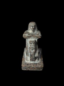 Egyptian Goddess Hathor Statue with High Priest: Vintage Stone - Image 7
