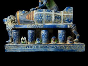 Large God Anubis statue mummifying king Tutankhamun made in Egypt from stone. - Image 8