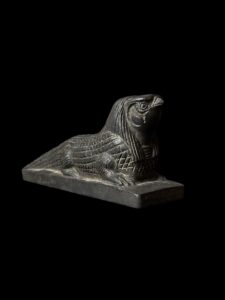 Basalt Crocodile Statue: Egyptian God Horus Falcon Head - Image 8