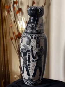 43 cm H Set of Four Egyptian canopic Jars, sons of Horus figurine. - Image 8