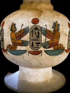 God Horus Alabaster Vase: Egyptian Decor with Cobra Goddess & Eye of Ra - Image 8