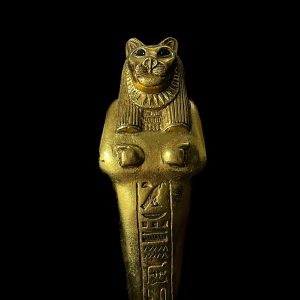 Gold Leaf Sekhmet Statue: Egyptian Goddess Decor - Image 8