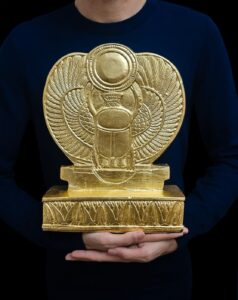 Gold Leaf Winged Scarab Beetle: Egyptian Stone Home Decor - Image 8