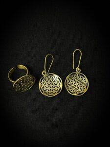 Egyptian Flower of Life Ring and Earrings: Sacred Geometry Jewelry - Image 8