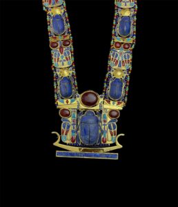 King Tutankhamun Scarab Pectoral Necklace: 24k Gold Lapis Lazuli - Image 8