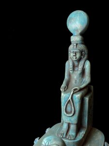 Hathor Statue with Horus Falcon Head & Scarab Beetle: Museum Replica - Image 8