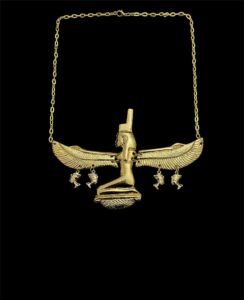 7" W Goddess Isis pectoral with Queen nefertiti Amulets, Goddess Isis Necklace made of Brass & 24k Gold plating - Image 8