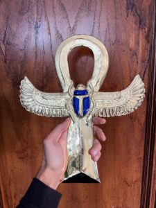 24k Gold Plated Brass Ankh: Egyptian Key of Life with Scarab - Image 8