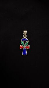Silver Ankh Pendant with Natural Gemstones: Key of Life Amulet - Image 8
