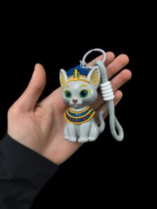 Ancient Egyptian Goddess Bastet bag charm, pharaonic cat key chain cover. - Image 8