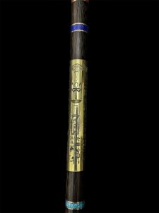 Lotus Flower Was Sceptre: Ebony, Brass, Gold Osiris Staff - Image 8