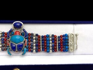 Handmade Silver Scarab Bracelet: Egyptian Gemstone Jewelry - Image 8
