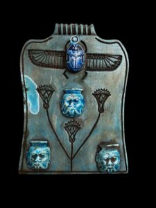 God Bes with Winged Scarab beetle and Lotus flower for protection and Good Luck - Image 8