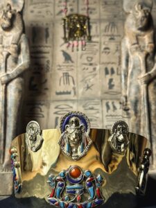 Goddess Sekhmet Crown: 18k Gold Dipped Copper, Kemetic Technology - Image 9
