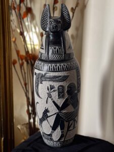 43 cm H Set of Four Egyptian canopic Jars, sons of Horus figurine. - Image 9