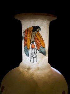 God Horus Alabaster Vase: Egyptian Decor with Cobra Goddess & Eye of Ra - Image 9