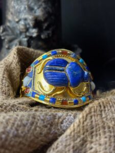 Tutankhamun Scarab Bracelet: Lapis Lazuli, 24k Gold Plated - Image 9
