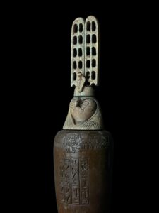 Vintage Egyptian God Ra Jar: Falcon Statue with Sun Disk - Image 9