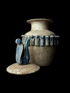 Vintage Egyptian Vase: Cobra Goddess Decor, Ancient Inscriptions - Image 9