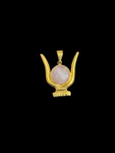 Goddess Hathor Amulet: 18k Gold Plated Quartz Pendant - Image 9