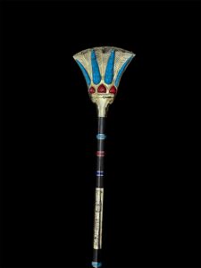 Lotus Flower Was Sceptre: Ebony, Brass, Gold Osiris Staff - Image 9