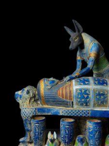 Large God Anubis statue mummifying king Tutankhamun made in Egypt from stone. - Image 10