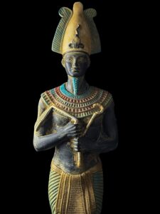 Basalt Stone Egyptian God Osiris Statue: Natural Colors - Image 10