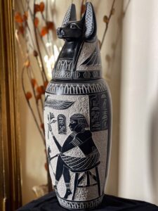 43 cm H Set of Four Egyptian canopic Jars, sons of Horus figurine. - Image 10