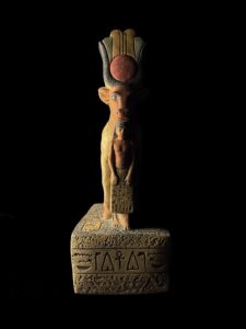 Goddess Hathor Statue with Amenhotep II: Vintage Stone Museum Replica - Image 10
