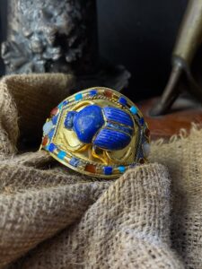 Tutankhamun Scarab Bracelet: Lapis Lazuli, 24k Gold Plated - Image 10
