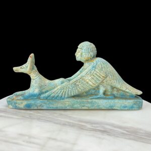 The BA Bird statue protecting Jackal God Anubis, Rare form statue made in Egypt. - Image 10