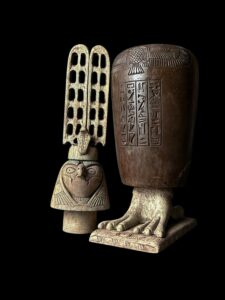Vintage Egyptian God Ra Jar: Falcon Statue with Sun Disk - Image 10