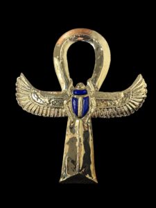 24k Gold Plated Brass Ankh: Egyptian Key of Life with Scarab - Image 10