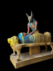 Large God Anubis statue mummifying king Tutankhamun made in Egypt from stone. - Image 10