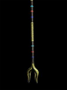 Lotus Flower Was Sceptre: Ebony, Brass, Gold, Gemstone Osiris Staff - Image 10