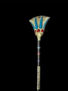 Lotus Flower Was Sceptre: Ebony, Brass, Gold Osiris Staff - Image 10